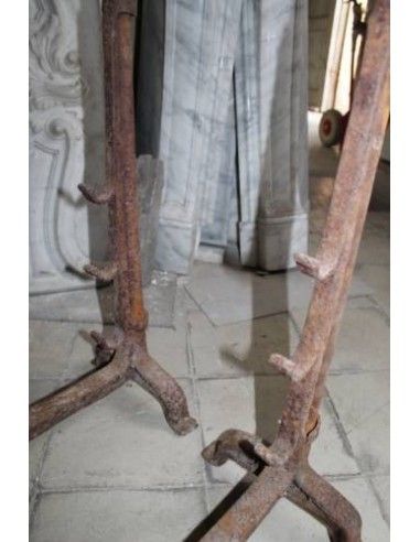 016 MONUMENTALE COPPIA DI ALARI PER CAMINO, IN...