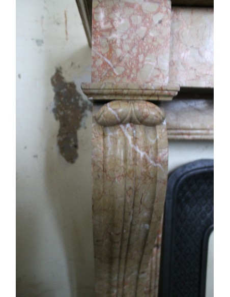 535 ANTIQUE EMPIRE-STYLE "LION'S PAWS" FIREPLACE MANTEL IN YELLOW "FIORITO" MARBLE