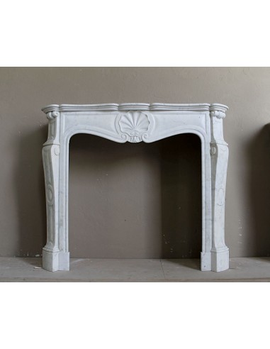 Authentic original Louis XV "Shell" fireplace mantel in white Carrara marble