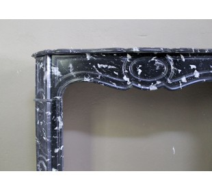 Antique Black Marquinia baroque fireplace mantel. 2