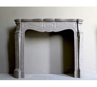 Antique Louis XV "Pied Galbé" fireplace mantel in Beige Lunel marble