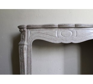 Antique Louis XV "Pied Galbé" fireplace mantel in Beige Lunel marble 2