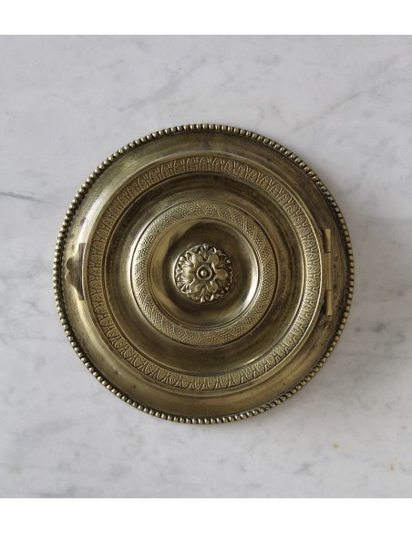 259 ANTIQUE LOUIS XVI "DÉMI-LUNE TROIS FLEURS" FIREPLACE MANTEL IN WHITE CARRARA MARBLE