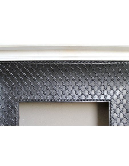 252 AG OUTSTANDING LOUIS XVI "CARQUOIS" FIREPLACE MANTEL IN EXCEPTIONAL WHITE STATUARY CARRARA MARBLE