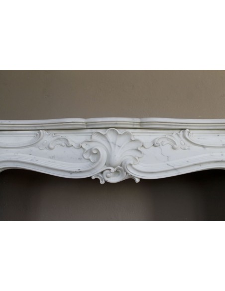 602 ORIGINAL ART NOUVEAU "MAJORELLE" FIREPLACE MANTEL IN REFINED WHITE CALACATTA MARBLE