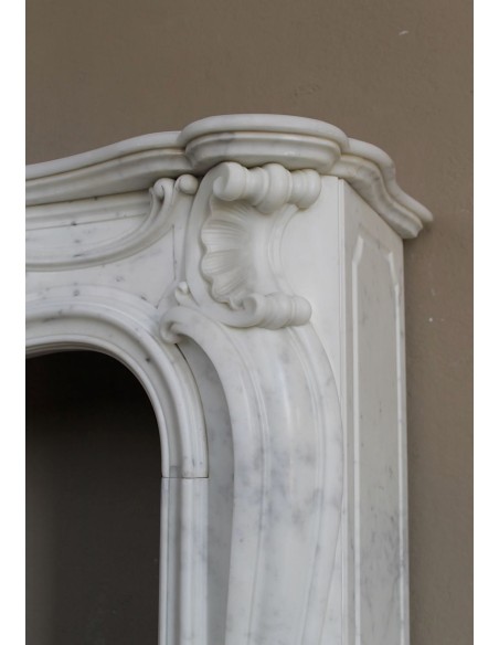 602 ORIGINAL ART NOUVEAU "MAJORELLE" FIREPLACE MANTEL IN REFINED WHITE CALACATTA MARBLE