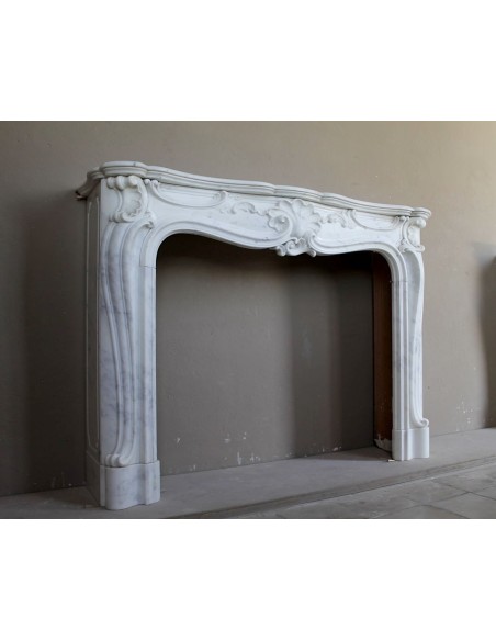 602 ORIGINAL ART NOUVEAU "MAJORELLE" FIREPLACE MANTEL IN REFINED WHITE CALACATTA MARBLE