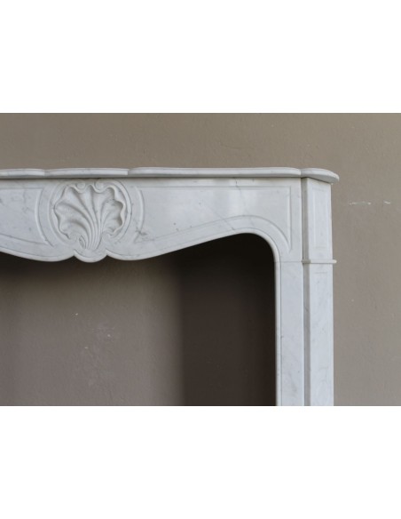 075 LOUIS XV "COQUILLE" FIREPLACE MANTEL CARVED IN WHITE CARRARA MARBLE