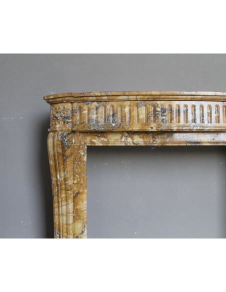 254 ANTIQUE LOUIS XVI "DEUX FLEURS ARRONDI" FIREPLACE MANTEL IN YELLOW "GIALLO SIENA" MARBLE