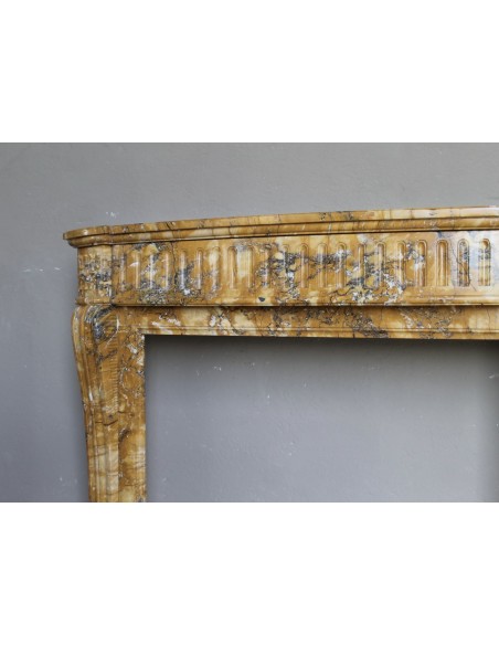 254 ANTIQUE LOUIS XVI "DEUX FLEURS ARRONDI" FIREPLACE MANTEL IN YELLOW "GIALLO SIENA" MARBLE