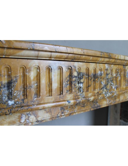 254 ANTIQUE LOUIS XVI "DEUX FLEURS ARRONDI" FIREPLACE MANTEL IN YELLOW "GIALLO SIENA" MARBLE