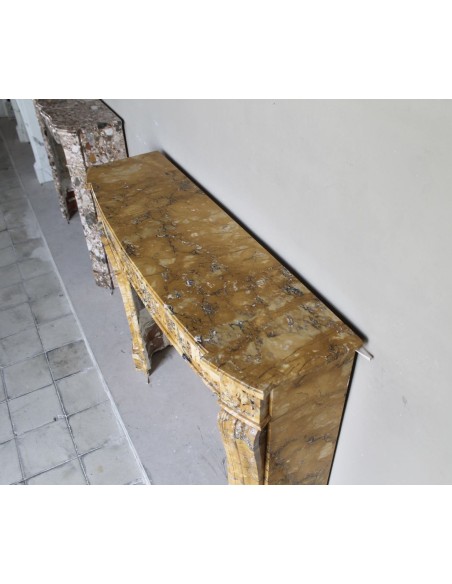 254 ANTIQUE LOUIS XVI "DEUX FLEURS ARRONDI" FIREPLACE MANTEL IN YELLOW "GIALLO SIENA" MARBLE