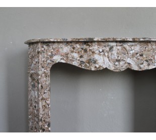 Louis XV Pompadour Plat marble mantel carved in Breach of the Pyrenees 2