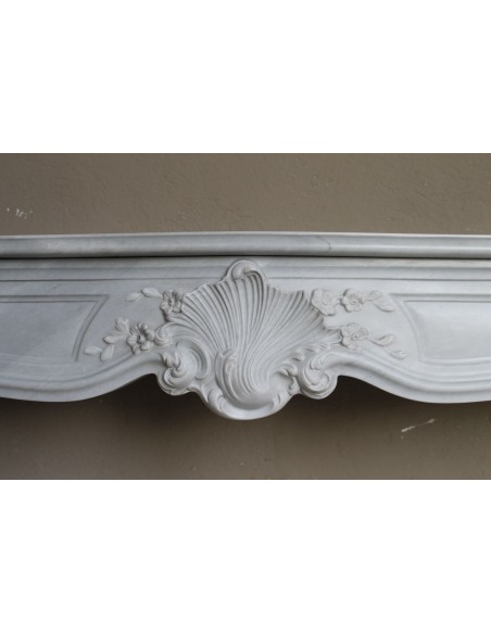 603 ANTIQUE ART NOUVEAU FLORAL FIREPLACE CARVED IN THE FINEST VARIETY OF BARDIGLIO MARBLE