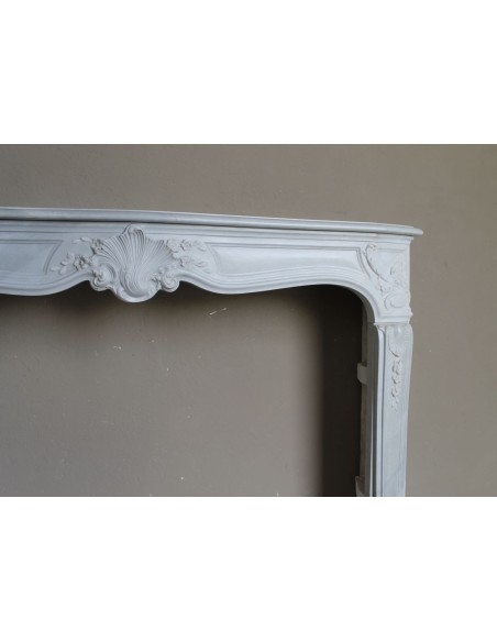 603 ANTIQUE ART NOUVEAU FLORAL FIREPLACE CARVED IN THE FINEST VARIETY OF BARDIGLIO MARBLE