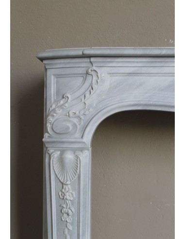 603 ANTIQUE ART NOUVEAU FLORAL FIREPLACE CARVED...
