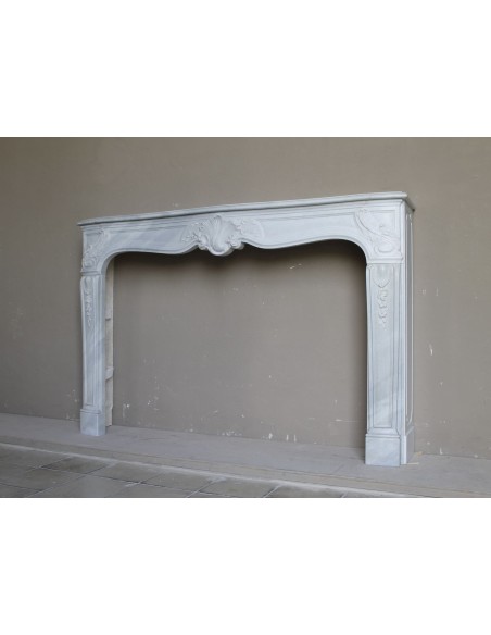 603 ANTIQUE ART NOUVEAU FLORAL FIREPLACE CARVED IN THE FINEST VARIETY OF BARDIGLIO MARBLE