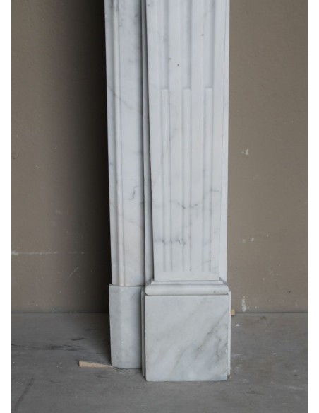 256 LOUIS XVI "QUIRINALE" FIREPLACE MANTEL CARVED IN WHITE CARRARA MARBLE