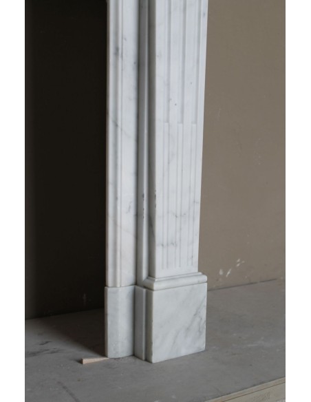 256 LOUIS XVI "QUIRINALE" FIREPLACE MANTEL CARVED IN WHITE CARRARA MARBLE
