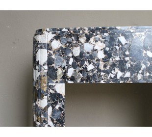 Antique Art Deco style fireplace mantel carved out of black marble with gold veins. 2