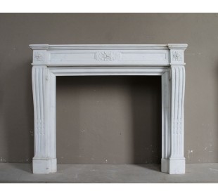 213 BEAUTIFUL ANTIQUE LOUIS XVI "TROIS FLEURS" FIREPLACE...