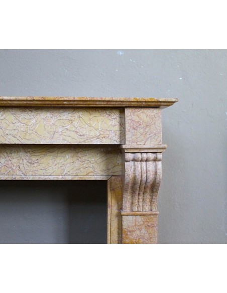 006 OCC SMALL NICE ANTIQUE LOUIS PHILIPPE "MODILLON" FIREPLACE MANTEL IN YELLOW "FIORITO" MARBLE