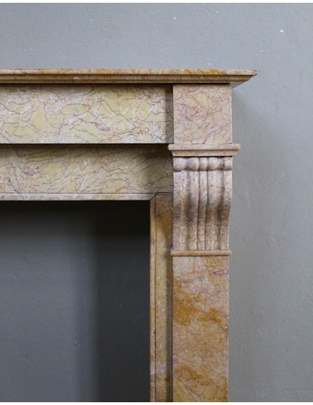 006 OCC SMALL NICE ANTIQUE LOUIS PHILIPPE "MODILLON" FIREPLACE MANTEL IN YELLOW "FIORITO" MARBLE