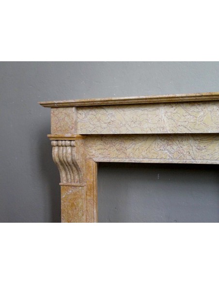 006 OCC SMALL NICE ANTIQUE LOUIS PHILIPPE "MODILLON" FIREPLACE MANTEL IN YELLOW "FIORITO" MARBLE