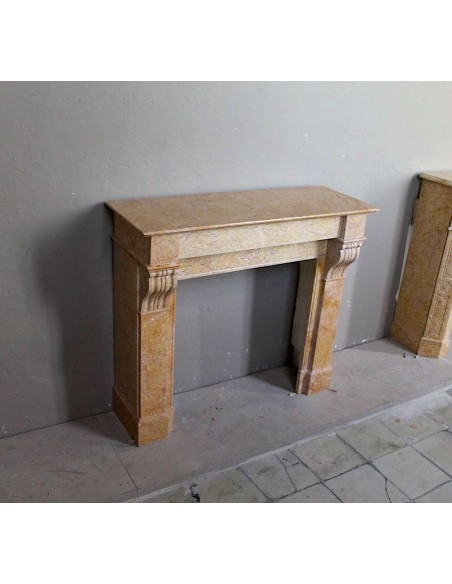 006 OCC SMALL NICE ANTIQUE LOUIS PHILIPPE "MODILLON" FIREPLACE MANTEL IN YELLOW "FIORITO" MARBLE