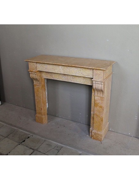 006 OCC SMALL NICE ANTIQUE LOUIS PHILIPPE "MODILLON" FIREPLACE MANTEL IN YELLOW "FIORITO" MARBLE