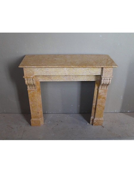 006 OCC SMALL NICE ANTIQUE LOUIS PHILIPPE "MODILLON" FIREPLACE MANTEL IN YELLOW "FIORITO" MARBLE