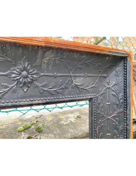 CG 085 CONTROCUORE CAMINO NEOCLASSICO  IN FUSIONE DI GHISA ARTISTICA CON DECORAZIONI ARBOREE