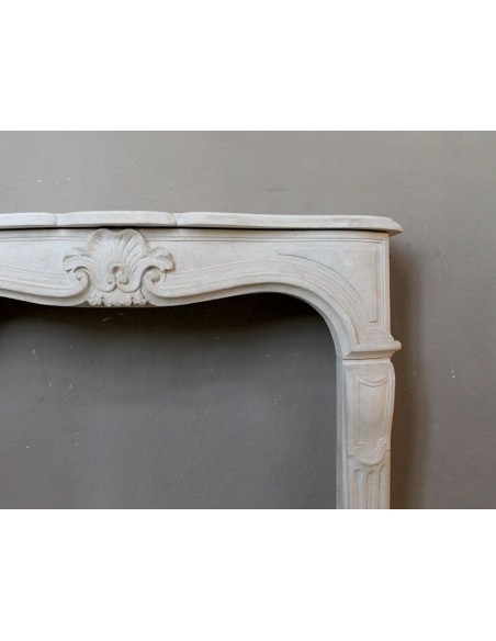 905 ANTIQUE "TRANSITION" FIREPLACE MANTEL CARVED IN “PIERRE DORÉE” STONE