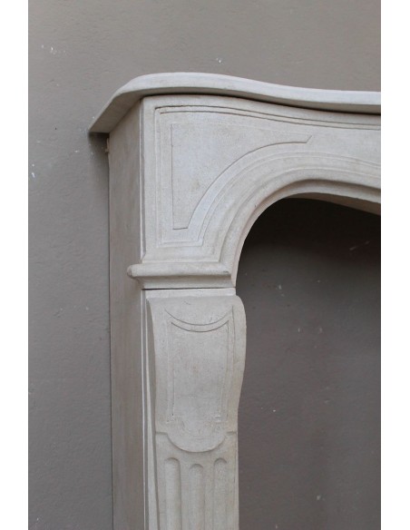 905 ANTIQUE "TRANSITION" FIREPLACE MANTEL CARVED IN “PIERRE DORÉE” STONE