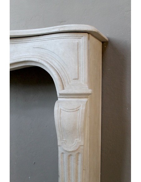 905 ANTIQUE "TRANSITION" FIREPLACE MANTEL CARVED IN “PIERRE DORÉE” STONE
