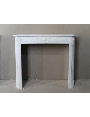 235 ORIGINAL LOUIS XVI "DÉMI-LUNE" FIREPLACE MANTEL IN WHITE CARRARA MARBLE
