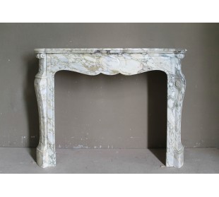 Antique Calacatta veined Louis XV "Pied Galbé" marble fireplace mantel carved in Italy.