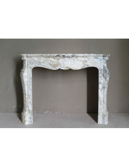 Antique Calacatta veined Louis XV "Pied Galbé" marble fireplace mantel carved in Italy.