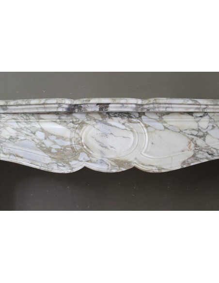 008 ANTIQUE LOUIS XV "PIED GALBÉ" FIREPLACE MANTEL IN CALACATTA GOLD MARBLE