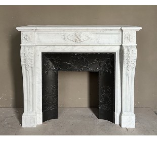 222 AG ANTIQUE LOUIS XVI "TROIS FLEURS" FIREPLACE MANTEL...