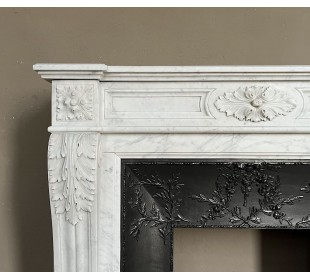 222 AG ANTIQUE LOUIS XVI "TROIS FLEURS" FIREPLACE MANTEL... 2