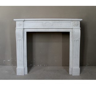 Original antique white marble fireplace dating back to the 19th century. This marble mantel is called "Languette".