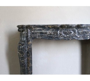 Antique Black Golden Noir Saint Laurent marble fireplace mantel surround 2