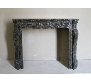 Antique Black Golden Noir Saint Laurent marble fireplace mantel surround