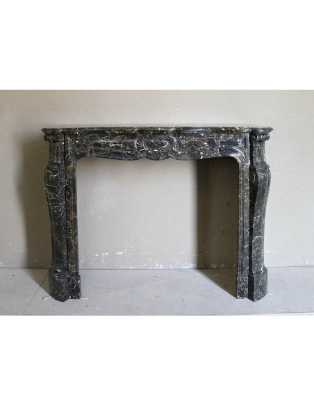 Antique Black Golden Noir Saint Laurent marble fireplace mantel surround