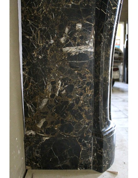 026 ANTIQUE LOUIS XV "PIED GALBÉ" FIREPLACE MANTEL IN BLACK SAINT LAURENT MARBLE