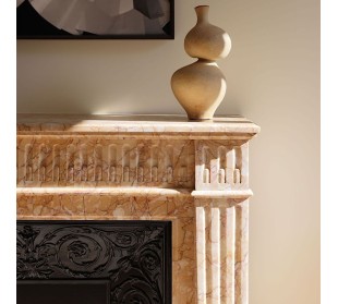 Antique Louis XVI marble mantel carved in yellow Giallo Fiorito marble