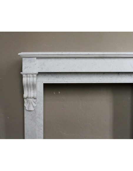 407 LOUIS PHILIPPE "PALMETTES" FIREPLACE CARVED OUT OF WHITE CARRARA MARBLE