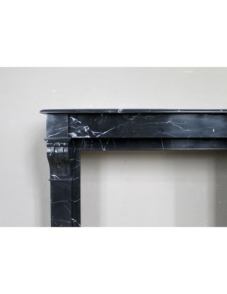 412 ANTIQUE LOUIS PHILIPPE "MODILLON" FIREPLACE IN BLACK MARQUINIA MARBLE