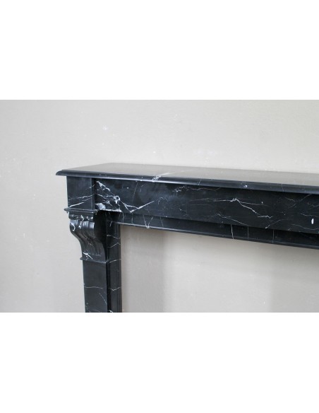 412 ANTIQUE LOUIS PHILIPPE "MODILLON" FIREPLACE IN BLACK MARQUINIA MARBLE